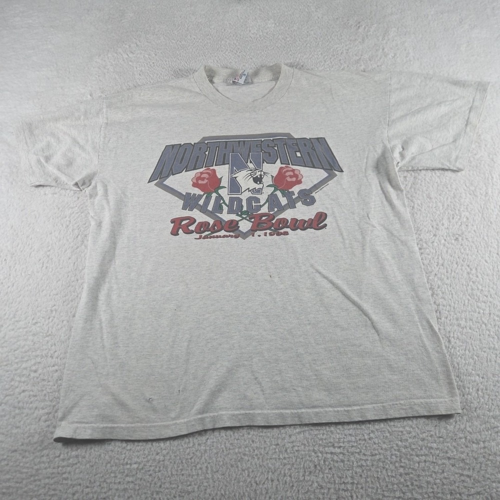 Northwestern Wildcats 1996 Rose‎ Bowl Men's T Shirt Size XL Single Stitch USA